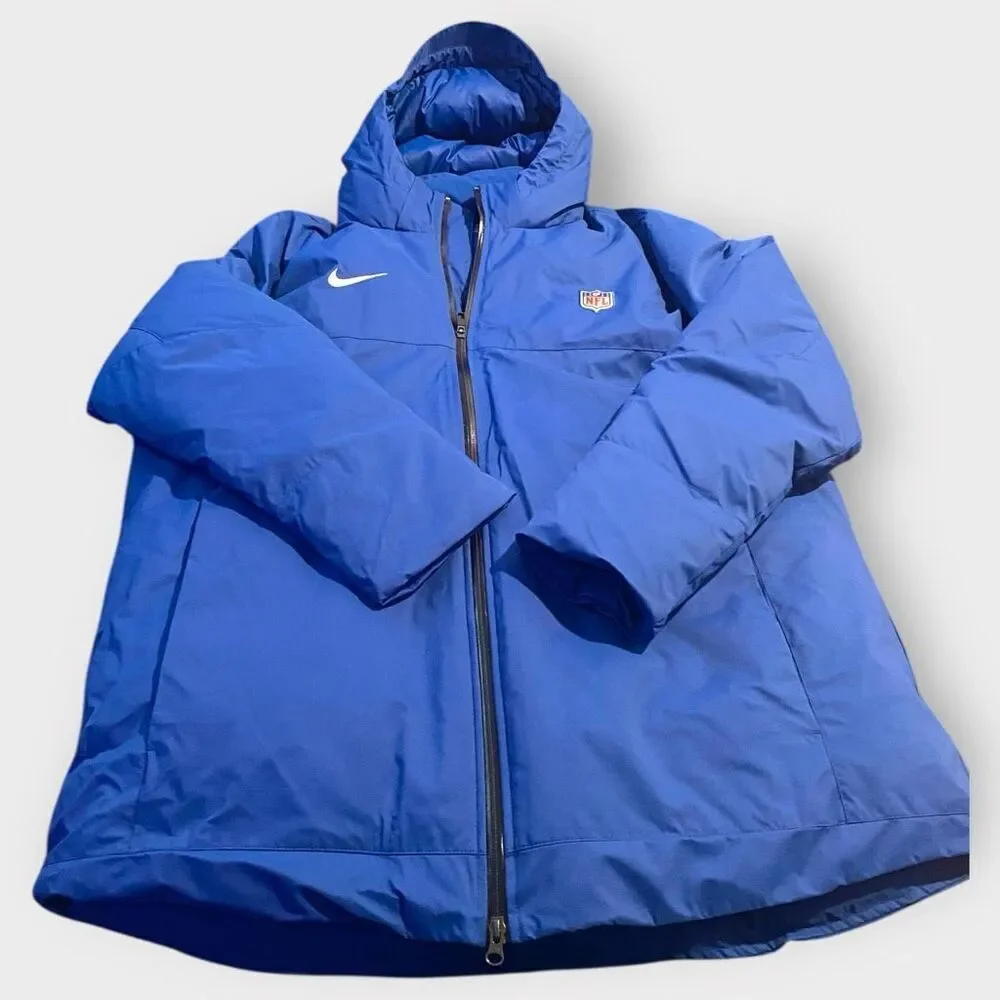 Nike NFL Team Issued Down Hooded Blue Parka Jacket Mens size XL DC3054-431 New
